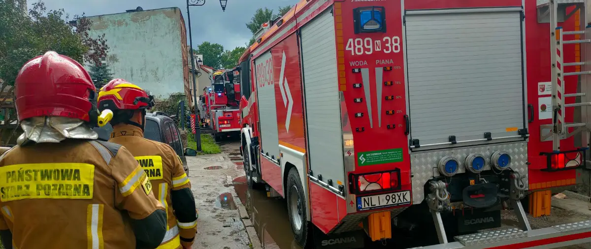 Pożar na poddaszu budynku w Ornecie